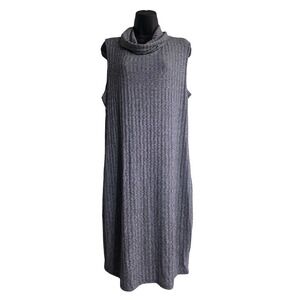 Glamour & Co Womens XL Maternity Knit Dress Gray Ribbed Cowl Neck Sleeveless